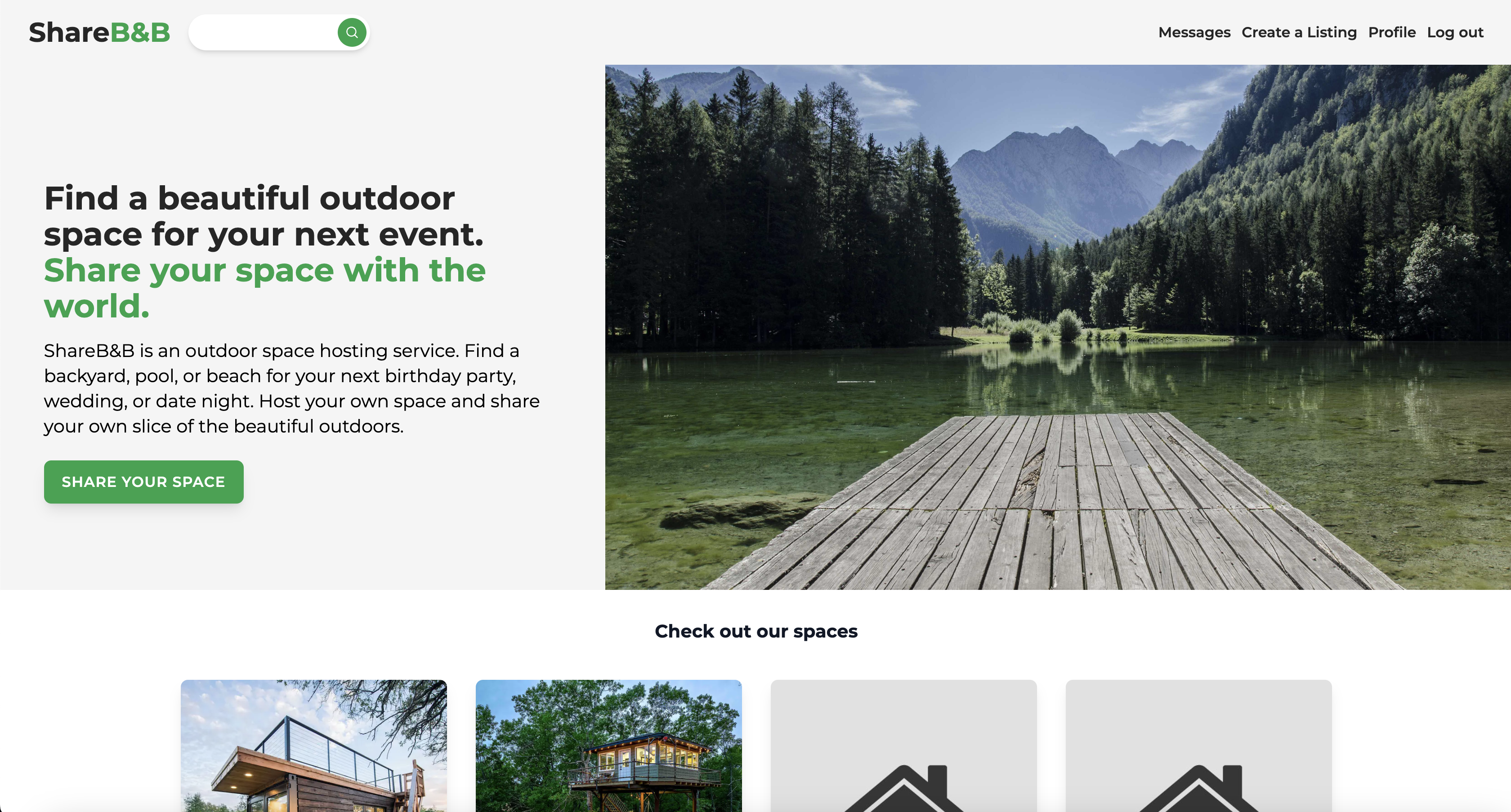 screenshot of sharebnb site